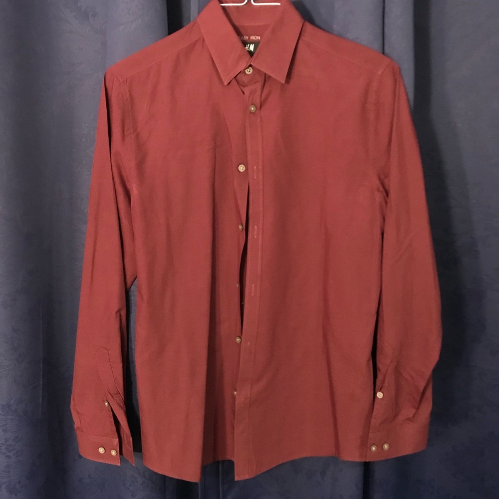 H&M Long Sleeve Button Down Shirt Red Size Small